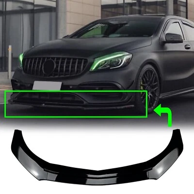 Divisor de labios delantero negro brillante para Mercedes Benz W176 A200 A260 A45 AMG 13-18 Foto 1 de 4