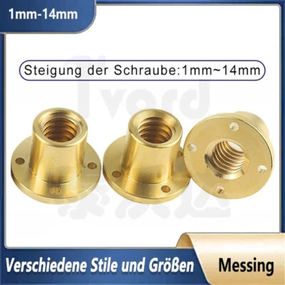Messing Trapezgewinde Mutter Flanschmuttern Pitch 1-14mm T8/T10/T12/T14/T16-T40 - Bild 1 von 4