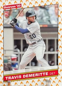 2020 Donruss #250 Travis Demeritte On Fire Emoji /75 Rookie - 54/75 - Picture 1 of 2