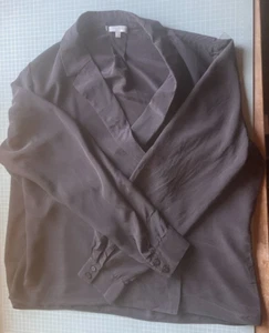 Hobbs charcoal grey silk wrap shirt, sz 18, GC, lightweight summery jacket - Picture 1 of 17
