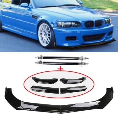 Front Bumper Lip Splitter Spoiler Strut Rod For BMW 3 Series E46 M3 E90 E91 E93 - Imagem 1 de 4