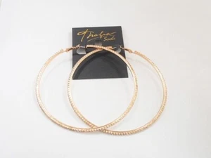 Thalia Sodi Large Gold Tone Crystal Pave Hoop Earrings 2.5" Post Style Closure - Picture 1 of 4