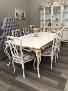 Sala Da Pranzo In Stile Barocco Moderno Massello Laccato Oro  - Foto 1 di 6