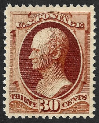 US Scott 217, 1888 Hamilton, 30c orange brown, NH MINT - Image 1 of 2