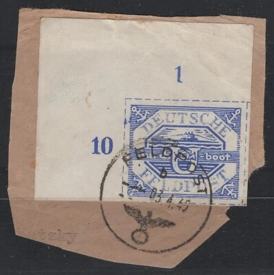 Feldpost, Nr 13 a, Helamarke, linke obere Bogenecke auf Briefstück, Attest - Bild 1 von 2