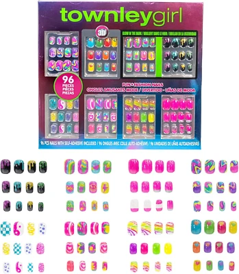 96 Unghie a Pressione Set Di Unghie Finte Artificiali Glow-In-Dark per Bambini C - Immagine 1 di 4