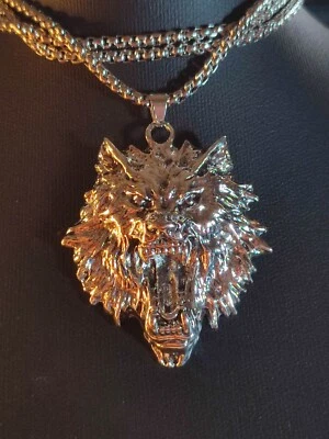 Wikinger Herren Halskette Vikings Anhänger Wolf Raubtier Thor Odin Rune Groß - Bild 1 von 4