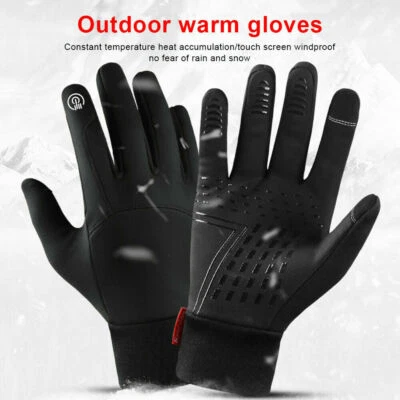 Winter Cycling Bike Gloves for Men & Women Waterproof Thermal Touchscreen Warm - Image 1 of 4