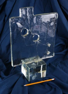 Clear Glass Sculpture by Luciano Gaspari for Salviati of Venice, 16" x 11" - Picture 1 of 8