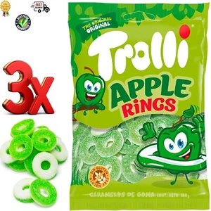 Trolli APPLE RINGS Sweets Candy 3 x Bags Of 100gr / 3.53oz Each Bag - Picture 1 of 3