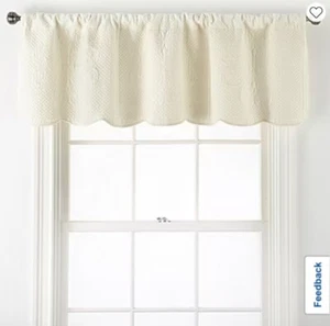 New Hudson & Main Audrey Rod Pocket Scallop Valance 18 in x 60in Ivory MSRP $80 - Picture 1 of 3