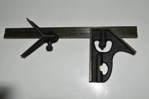 JOHNSON MACHINIST USA MADE VINTAGE 12" COMBINATION SQUARE W LEVEL (LYW16) - Picture 1 of 3