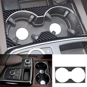 Vinyl Central Console Cover Trim Water Cup For Benz GLS GLE 2016-19 Carbon Fiber - Foto 1 di 5