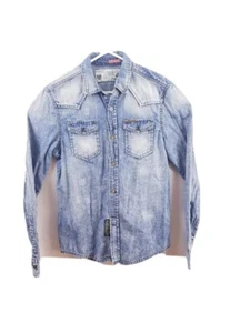 Veiken Men's Jeans Shirt Light Blue Color Size Small Excellent Condition  - Picture 1 of 12