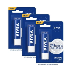 Nivea Original Care Lip Balm For Soft & Smooth Pack Of 3 Each 4 g B502 - Picture 1 of 6