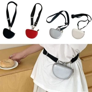 Semi-circle Shape Hanging Neck Coin Purse PU Leather Waist Bag Lipstick Bag - Bild 1 von 16