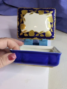 Vintage - Bayrische Schmuckschatulle - Made in Germany - Blau und Gold - Bild 1 von 4