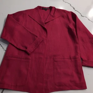 Linda Allard Ellen Tracy 100 % Leinen Sakko Gr. 6 rot offene Fronttaschen - Bild 1 von 8