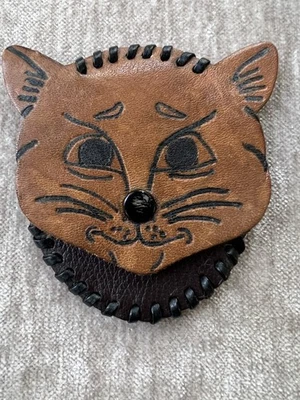 2 Vintage Cat Change Purse Leather Handmade made from hair-on-hide  - Image 1 of 4