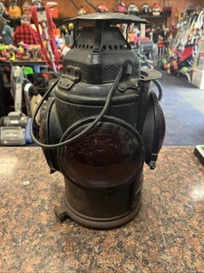 ANTIQUE ADLAKE NON-SWEATING RED & AMBER LENSES RR RAILROAD LAMP LANTERN Q22 - Picture 1 of 10
