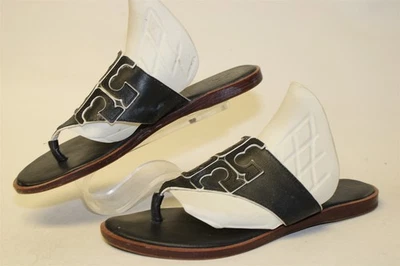 Tory Burch Jamie Shield Tanga Mujer Talla 7.5 M Cuero Logo Completo Sandalias Zapatos Foto 1 de 4