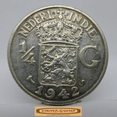 1942 Netherlands Indie Silver 1/4 Gulden - #C50637NQ - Image 1 of 2