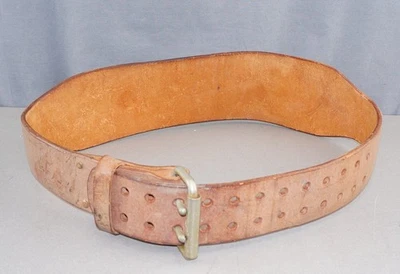 Cinturón de levantamiento de pesas vintage de cuero pesado (42-46) hebilla de 2 puntas México Foto 1 de 3