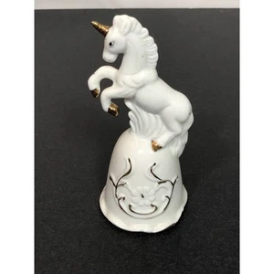 Vintage Porcelain Unicorn Bell White & Gold UCGC 6" Floral Scroll Magical - Picture 1 of 15