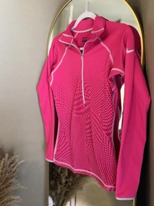 Nike Pro 3/4 Zipup Woman's Long Sleeve Pink Top Small - Picture 1 of 5