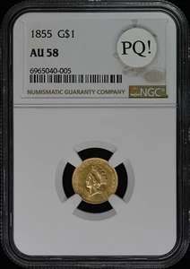 1855 Gold Dollar Type 2 G$1 NGC AU58 - Picture 1 of 2