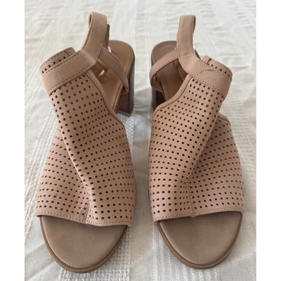 Sandalias Franco Sarto para mujer color tostado perforado con tira trasera tacón bloque zapatos talla 10 Foto 1 de 4