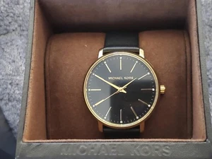 Michael Kors Black Leather Women's Watch - Picture 1 of 2