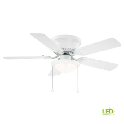 Ceiling Fan LED Light 44 In. Matte White Low Profile 5 Blades Living Bedroom New - Image 1 of 4