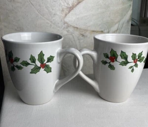 2er Set Christmas Holiday Royal Norfolk Holly Berry Kaffeebecher Teetasse - Bild 1 von 4