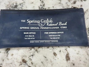 Borsa di deposito vintage Spring Grove PA National Bank vinile cerniera blu 11,5" x 5" - Foto 1 di 2