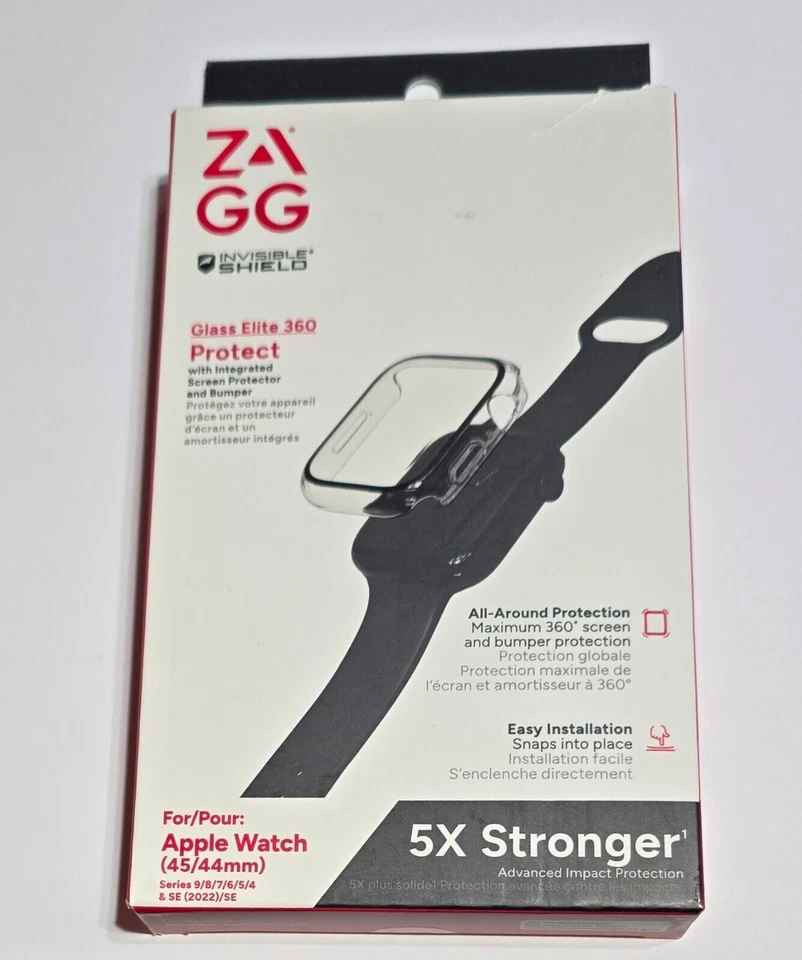 ZAGG InvisibleShield Glass Elite 360 for Apple Watch 9/8/7/6/5/SE 2022 45/44mm