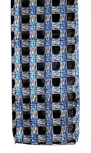 SCIARPA Lunga Nero Bianco Turchese Blu Quadri BLOCCHI ASTRATTI - Foto 1 di 1