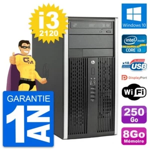 PC Tour HP Pro 6300 CMT Intel i3-2120 RAM 8Go Disque Dur 250Go Windows 10 Wifi - Imagen 1 de 3