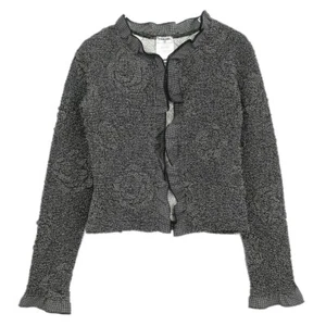 Chanel Collarless Cardigan Black 04P #36 143986 - Picture 1 of 10