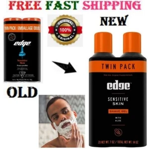 Edge Sensitive Skin Shave Gel for Men with Aloe, Twin Pack 14 oz - Free Shipping - Picture 1 of 5