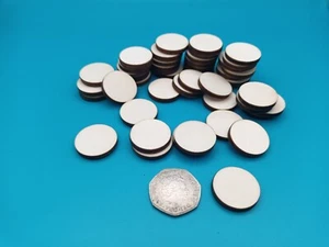 2.5cm/25mm CIRCLES PLY 4mm Thick Craft Shapes Wood DIY Disc Plaque with/out hole - Picture 1 of 4