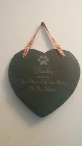 Personalised Slate Pet Memorial Grave (Dog Cat Rabbit Hamster Gerbil Guinea Fish - Picture 1 of 13