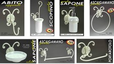 Serie completa arredo accessori bagno portarotolo portascopino dispenser