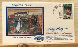VINTAGE FIRST DAY COVER FDC SIGNED BOBBY BRAGAN Brooklyn Dodgers Ebbets Field - Picture 1 of 2