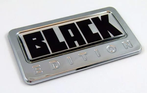 BLACK Edition Chrome Emblem with domed decal Car Auto Bike Badge Motorcycle - Foto 1 di 2