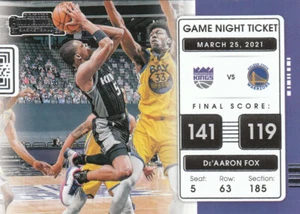 2021-22 Panini Contenders Basketball Game Night Ticket  #1 DEAARON FOX  - Picture 1 of 1