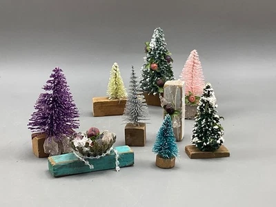 Christmas Tree Miniature or Christmas Village lot of 7 Vintage bottles Brush. - Image 1 of 4