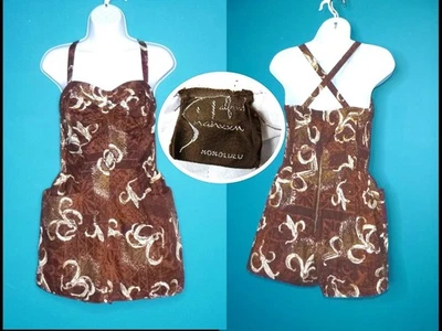 Vtg 50s Alfred Shaheen Cotton Swimsuit Playsuit Romper Brown Metallic Gold Sz M - Image 1 of 4