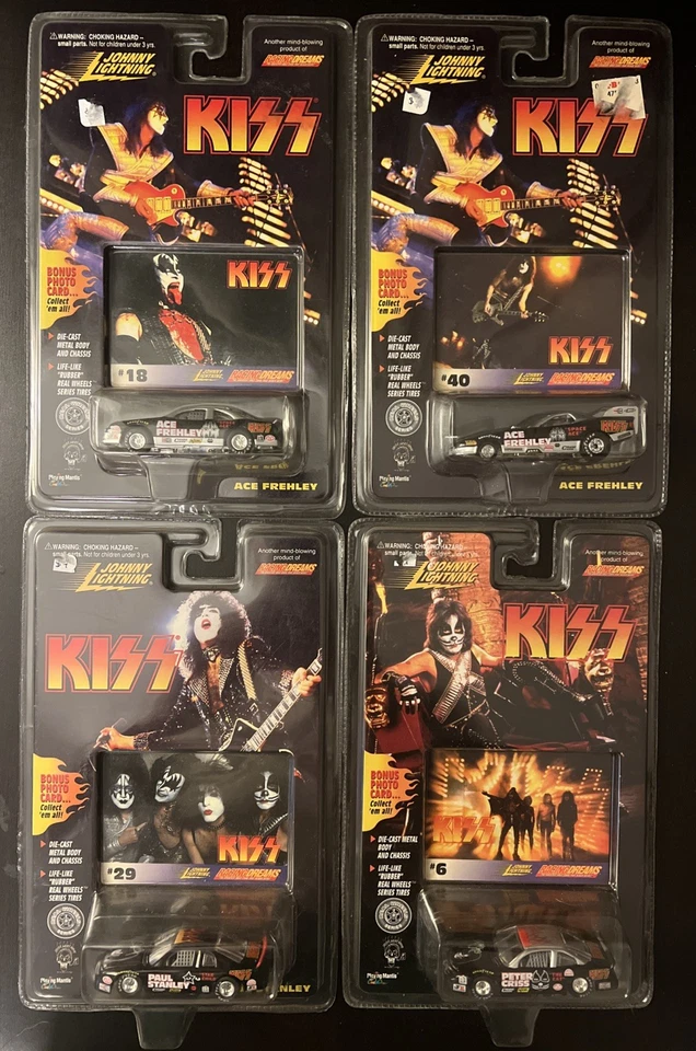Johnny Lightning Kiss 1997 lote de 4 coches diecast y tarjetas sellado Mosc Foto 1 de 1