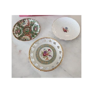 Decorative saucers/wall plates, set of 3 Famille Rose, China Rose, Grosvenor - Picture 1 of 10